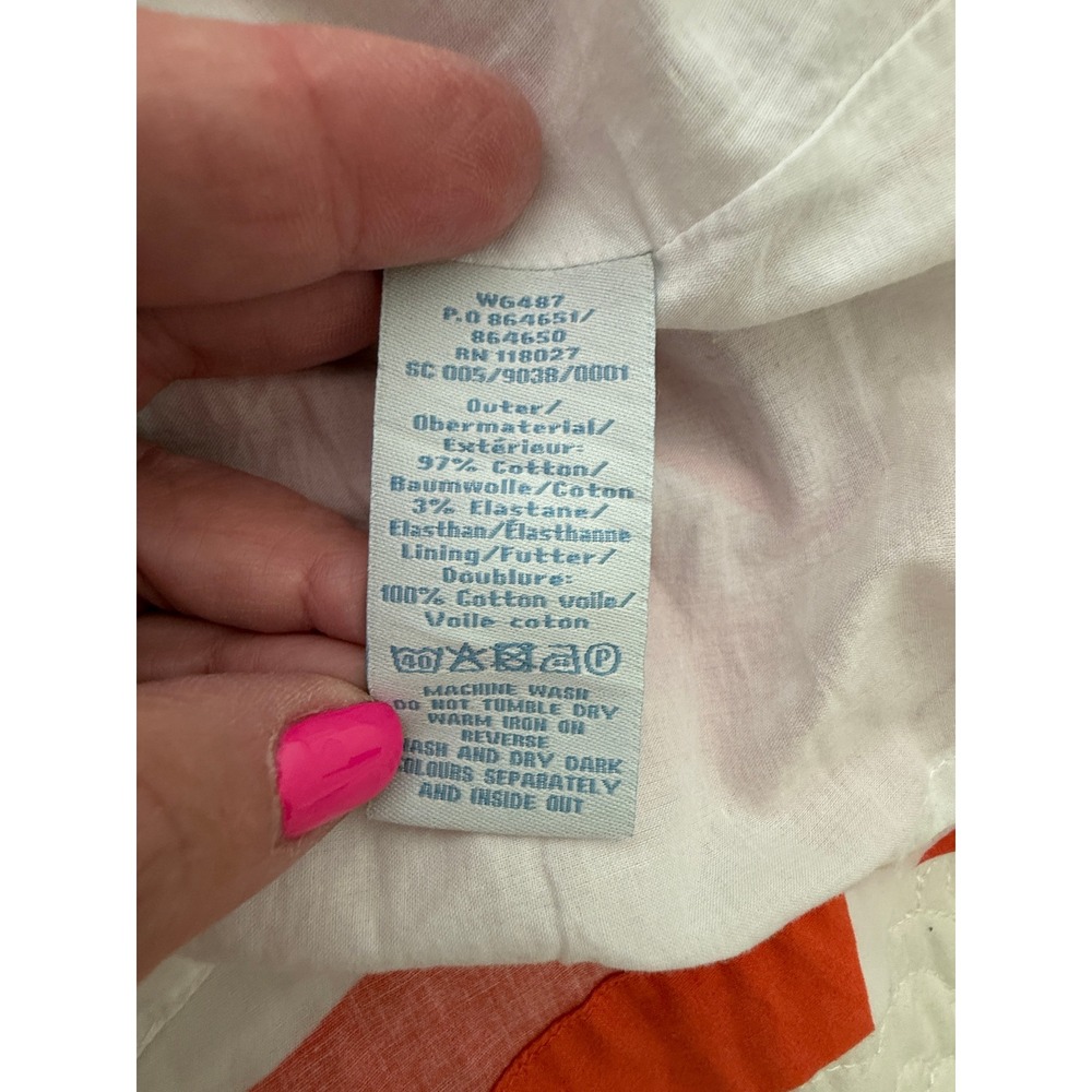 Boden A-Line Skirt Womens 12 Orange White Scalloped Wave Pleated Lined WG487 - Picture 8 of 9